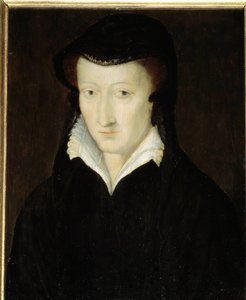 アンリ4世の母であるベアンの君主姫、ナバラの女王（1582-1572）、未亡人のドレスを着たジョアン・オブ・アルブレの肖像 1562年以降 1563-1570年頃 フランス派の匿名の絵画。16世紀。ディム。0.18x0.14m。