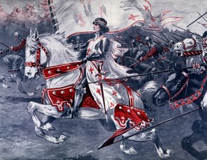 王家の旗を持った馬上のジョーン・オブ・アークの肖像 19世紀末 フランス