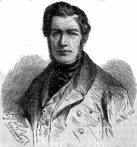 フランスの画家、ジュール・ルイ・フィリップ・コイネ（1798-1860）の肖像。1860年4月21日付「Le Monde Illustré」158号に掲載されたエングレーヴィング。 作： French School