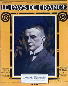 1917年10月4日、フランスの雑誌Le Pays de Franceの表紙、ケレンスキーの肖像