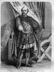 ノルマン人最後のイングランド王エティエンヌ（スティーヴン）ディット・ド・ブロワ（1096-1154）の肖像。モーリス・ラシャトレ著「ローマ教皇の歴史（...）世紀を超えた女王王と皇帝の犯罪」に掲載されている図版