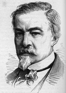 フランスのジャーナリスト・作家であるレオン・プレ（1815-1879）の肖像。2月8日付「Le Monde Illustré」1141号に掲載されたエングレーヴィング 作： French School