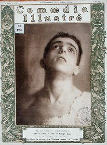 レオニード・マシーン（1895-1979）の肖像、「Comedia Illustre」誌の表紙イラスト、1914年5月5日（カラーリトグラフ版） 作： French School