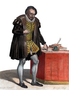 フランスの作家、ミシェル・エイケム・ド・モンテーニュ卿（1533-1592）の肖像。