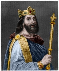 フランス王ルイ2世（846-879）の肖像 - ラヴァレの『フランス史』に掲載されている、エングレーヴィング、sd.