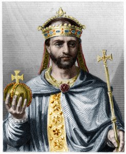 西洋皇帝ルイ1世（778-840）の肖像 - ラヴァレの『フランス史』に掲載されている、エングレーヴィング、sd. 作： French School