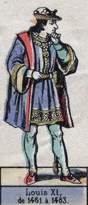 慎重派として知られるフランスのルイ11世（1423年～1483年）（カペティア家の王朝）の肖像。19世紀後半のイラスト。 作： French School