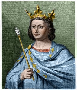 フランス王ルイ10世（1289年～1316年）の肖像-ラヴァレの「フランス史」に掲載された彫刻、SD。 作： French School