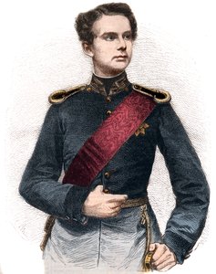 バイエルン国王のルートヴィヒ2世（1845-1886）の肖像。 作： French School