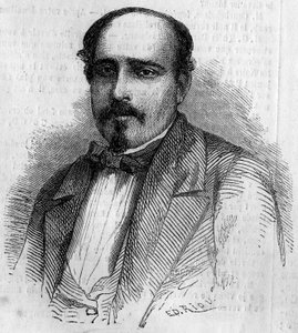 ポルトガルの作家、Luiz Augusto Rebello da Silva（1822-1871）の肖像。1861年8月17日付「Le Monde Illustré」227号に掲載されたエングレーヴィング。 作： French School