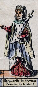 フランスのルイ9世の妻、マルグリット・ド・プロヴァンス（1221年～1295年）の肖像。(カペティアン朝）。)19世紀後半のイラスト。