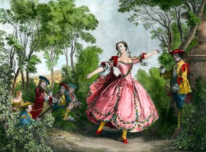 Marie Anne de Cupius de Camargo dit La Camargo (1710-1770) 踊り子の肖像 18世紀のパリのエングレーヴィング。オペラ座の図書館博物館 作： French School