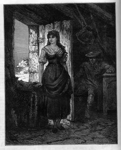 アレクサンドル・デュマ（1802-1870）の小説「モンテクリスト伯」の登場人物、メルセデスの肖像。Le Monde Illustré」1月30日号に掲載されたエングレーヴィング。 作： French School