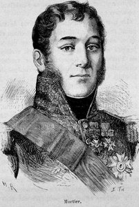 フィエスキの攻撃で戦死したフランス元帥、トレヴィーゾ公爵モルティエ（1768 - 1835）の肖像 - アンリ・マルタンの「フランス史」より 作： French School