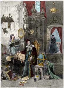 ノストラダムスの肖像 ミシェル・ド・ノートルダム（1503～1566） フランスの占星術師・医師 カトリーヌ・ド・メディシス（カテリーナ・ド・メディチ）（1519～1589）との共著 - 19世紀（彫刻作品 作： French School
