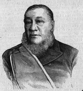 南アフリカ共和国トランスバール共和国大統領、ポール・クルーガー（Stephanus Johannes Paulus Kruger）（1825-1904）の肖像。1月16日の「La gazette du dimanche」に掲載されたエングレーヴィング 作： French School