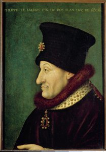 フィリップ・ハーディー2世（1342-1404）の肖像 1363年のブルゴーニュ公 フランス派の絵画。16世紀。日 0,42x0,29 m 作： French School
