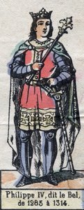 フィリップ・ザ・ベルとして知られるフランスのフィリップ4世（1268年～1314年）（カペティ家の王朝）の肖像。19世紀後半のイラスト。 作： French School