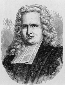オランダの物理学者で、1745年に最初の電気コンデンサーを発明したPieter (Petrus, Pierre) van Musschenbroek (1692 - 1761) の肖像画（Leidenのボトル） - 1896年の「Album of Science; illustrious scientists; Great discoveries」に掲載。 作： French School