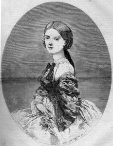 ナポレオン皇太子（1822-1891）の後妻であるサヴォワ公爵夫人クロチルデ（1843-1911）の肖像。1859年1月29日付「Le Monde Illustré」94号に掲載された版画。 作： French School