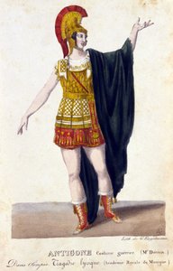 イタリアの作曲家ガスパーレ・スポンティーニ（1774〜1851）の叙情的な悲劇「オランピア」でアンティゴネ役を演じたプロスペル・デリビス（1808〜1880）の肖像。