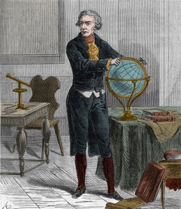 Sir Friedrich Wilhelm Herschel (1738-1822)の肖像 - William Herschelの肖像 ドイツ生まれのイギリスの天文学者 - Alexis Clercによる「誰にでも手の届く科学-ポピュラーな物理学と化学」に掲載されているエングレービング -