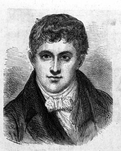 イギリスの化学者・物理学者であるハンフリー・デイヴィ卿（1778～1829）の肖像画（1896年の「科学のアルバム；輝かしい科学者たち；偉大な発見」に掲載 作： French School