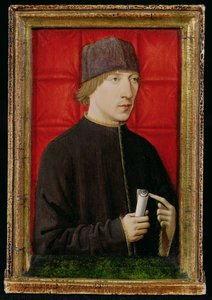 巻物を持った男の肖像、c.1480-1510 作： French School