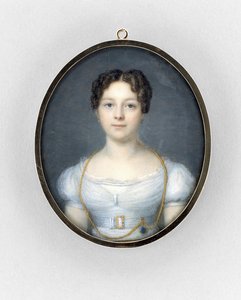 女性の肖像」1819年頃（アイボリーに水彩 作： French School