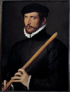 盲目のフルーティストの肖像 エコール・フランセーズの絵画1566年日。0,62x0,5 m - 片目のフルーティストの肖像。フランス派の絵画。1566.0.62×0.5m ルーヴル美術館、パリ 作： French School