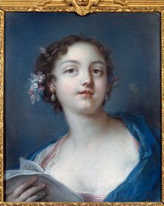 楽譜を読む少女の肖像 匿名の絵画18世紀 シャンティイ、コンデ美術館 作： French School