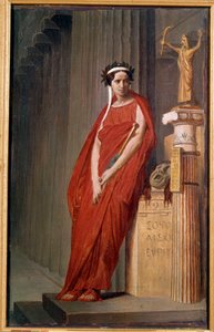 マドモアゼル・レイチェルと呼ばれるコメディアン、エリザベート・フェリックス（1821-1858）の肖像は、悲劇を体現している エコール・フランセーズの絵画 作： French School