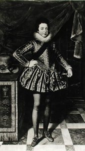 幼少期のルイ13世（1601-43）の肖像 フランス・ナバラ王 1611年頃 油彩・キャンバス （モノクロ写真 作： French School