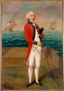 ファブレイ騎士（1706-1791）の肖像 マルタ島のギャラールの士官 フランス派の絵画。18世紀のパリ、レジオンドヌール美術館 作： French School