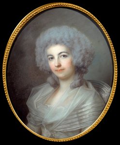 ピエール・ショデルロス・ド・ラクロの妻の肖像 18世紀フランス派のパステル画で描かれた作品日。0,55x0,45 m アミアンのピカルディの博物館 作： French School
