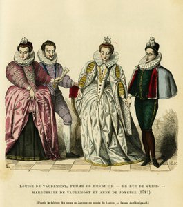 1581年、アンリ3世（1551-1589）の妻であるフランス王妃ルイーズ・ド・ヴォーデモン（1553-1601）、第3代ギーズ公アンリ1世（バラフレ）（1549-1588）、ヴォーデモン伯爵の娘マルグリット・オブ・ロレーヌ（1564-1625）の肖像画（Nicolas