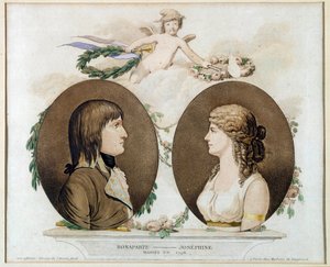ナポレオン・ボナパルト（1769-1821）とジョセフィーヌ・ド・ボーアルネ（1763-1814）の肖像」1800年頃の匿名の水彩画。日 0,21x0,23 m Malmaison, musee du chateau 作： French School