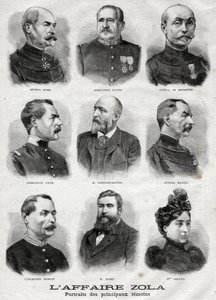 ドレフュス・ゾラ事件の主な証人の肖像画（『Le Petit Journal』2月27日付