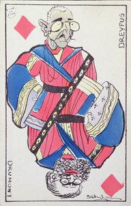 19世紀後半のアルフレッドドレイファス（1859〜1935年）とエドゥアールドルモン（1814-1917年）の絵葉書風刺画 作： French School