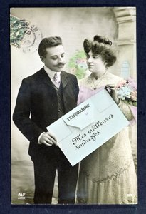 1907年に送信されたはがき電報 作： French School