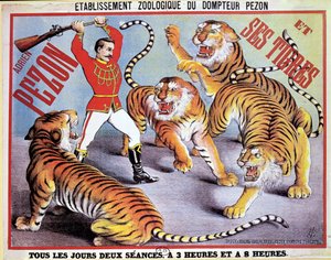 エイドリアンペゾンと彼のタイガースを宣伝するポスター、1897年頃