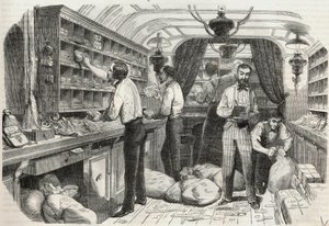 投稿: 救急隊員の部屋の内部 - Edmond Texier 1852年の「Tableau-de-Paris」に掲載されたエングレービング 作： French School