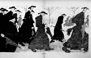 柱の中の司祭が逃げ出す（政教分離）-1906年12月29日の「The Witness」に掲載。 作： French School