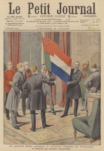 英国コロニアルにトランスバール植民地の新旗を贈呈するルイ・ボタ首相（カラーリトグラフ 作： French School