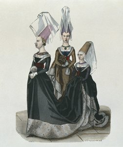 1470年にゴーティエによって刻まれたプリンセスと待っている婦人 作： French School