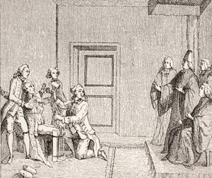 Brodequinによる拷問を受けた囚人、1875年 作： French School