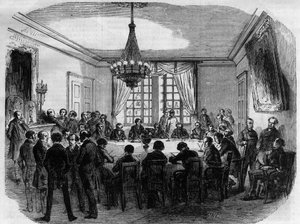 ピエール・ナポレオン・ボナパルト皇太子（1815-1881）の処刑 - 審議室で評決を準備する大審院の陪審員 - 1870年のエングレーヴィング