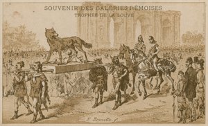彼女の狼のトロフィーを運ぶ行列 作： French School