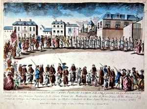 アルジェリアで身代金を支払って解放されたフランス人囚人のパリでの行列 作： French School