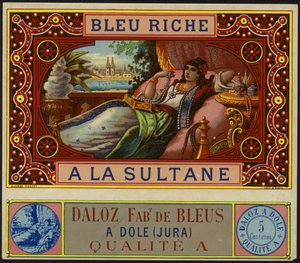 ブルーリッシュアラスルタンの商品ラベル 作： French School